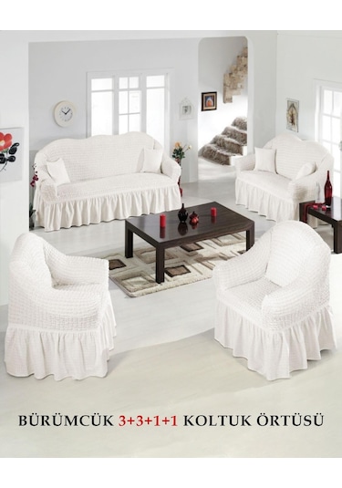 Upmall Bürümcük Koltuk , Çekyat Örtüsü, Kılıfı 3311 Beyaz Beyaz