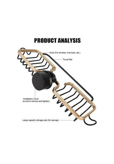 Siyah Lavabo Drenaj Raf Sünger Depolama Musluk Tutucu Çift Yuvalı Sabunluk Raf Sepeti Organizatör Çok Fonksiyonlu Uzay Alüminyum Siyah