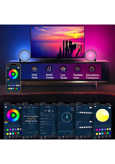 Hymark 10 İnç Akıllı Rgb Masaüstü Müzik Ritim Gece Lambası 25cm A