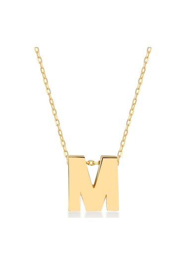 Altın 3 Boyutlu M Harfi Ve Altın Zinciri