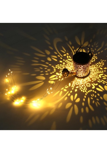 Homyl Led Sulama Teneke Işık Güneş Enerjili Açık Bahçe Bronz