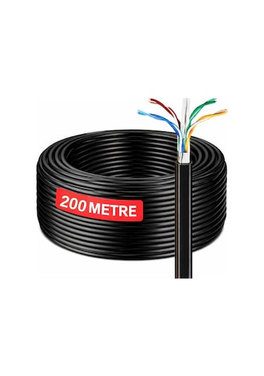 200 Metre Cat6 Kablo Awg23 Bakır Tel Double Layer İç Ve Dış Mekan Ethernet İnternet Kablosu