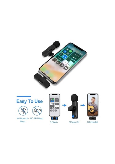 İphone Uyumlu İpad Uyumlu İçin K9 Kablosuz Yaka Mikrofonu, Kayıt İçin Kablosuz Mikrofon, Otomatik Senkronizasyonlu-1344