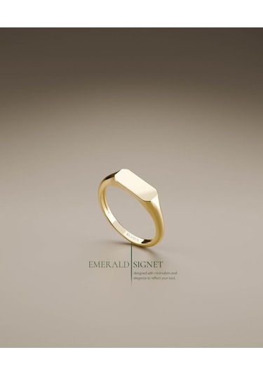 Emerald Signet Minimal Yüzük Sarı - Beyaz