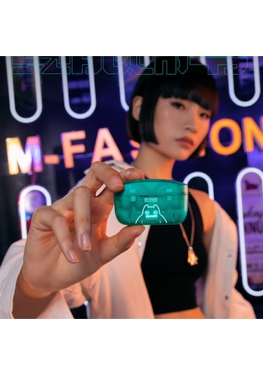 Yeşil Renkli Spor Kulağa Takılan Açık Tipli Headphone, Qingcheng Devil Cat Kolaborasyon Serisi