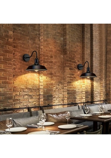 Xuweiwei 1 Adet Çiftlik Evi Duvar Lambası Çiftlik Duvar Lambaları Kaz Sığırları Vintage Siyah Endüstriyel Veranda Giriş Garaj Aksesuarı Ahşap