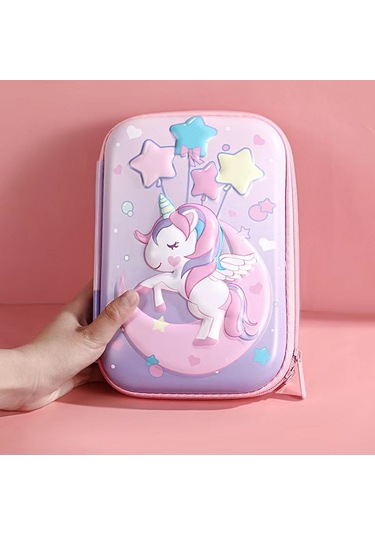 Unicorn Pembe Kırtasiye Kutusu Okul Malzemeleri Pembe