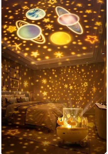 River World Yansıma Yapan Işıl Işık Projektör Atlıkarınca Şeklinde Dönen Tavşan Modelli Çok Renkli