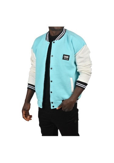 Deepsea Erkek Açık Mavi İçi Şardonlu Üç İplik Armalı Kolej Ceket Kolej Yaka Mont 2304776 Açık Mavi