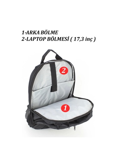 Siyah Basic 17,3 İnç Unisex Laptop Sırt Çantası Renkli Çok Renkli