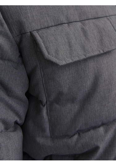 Jjbuıld Puffer Jacke - 12256858 Dark Grey Melange Koyu Gri Melanj