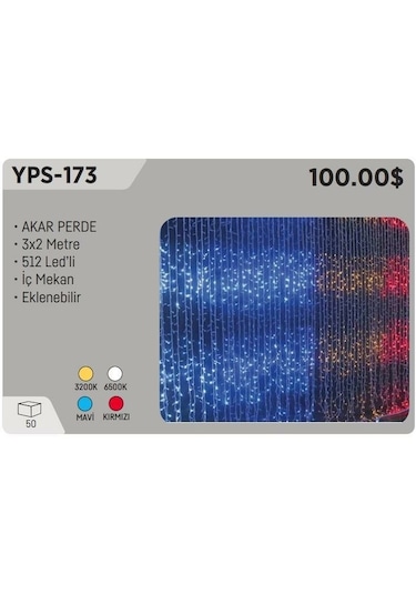 Ycl Yps-173g Perde Led Akar 3x2 Mt Gün Işığı 512 Ledli 220 Volt Eklenebilir İç Mekan