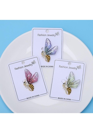 Yeşil Blucome Trendy Moda Damla Yağ Kakma Rhinestone Arı Broş Çevik Böcek Pin Ceket Takım Elbise Aksesuarları Yeşil