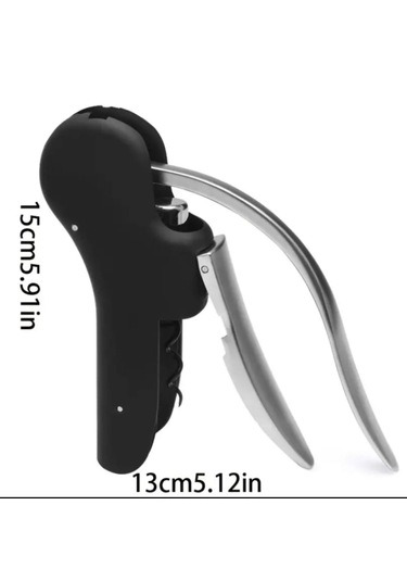 Atay Garage Tirbuşon Profesyonel Dökme Demir Şarap Ve Şampanya Mantar Açacağı Güvenli Tutuşlu Siyah