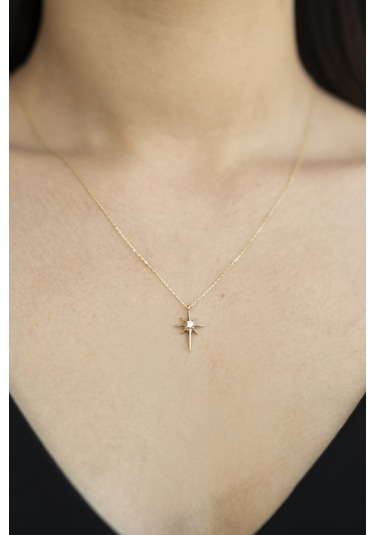 Kuzey Yıldızlı 14 Ayar Altın Kolye N11.38874