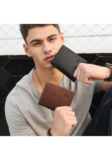 Hangfox Erkek Deri Cüzdan - 15 Kartlı, 2 Para Bölmeli, Anti-canıklama, Kalın Tip, Kahverengi 027 Modeli Çok Renkli