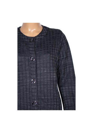 Hesna Kadın Nurel Büyük Beden Kışlık Kare Çıtçıtlı Lacivert Pardesü Lacivert