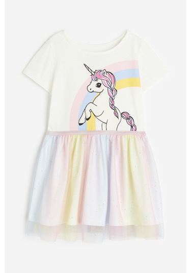 Unicorn Kız Çocuk Tüllü Elbise St08976 Beyaz