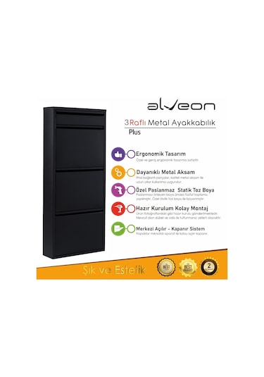 Alv-1003 Plus Alveon Metal Ayakkabılık Siyah