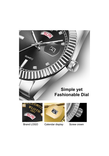 Leezsing Wlısth S525 Erkek Kol Saati - Klasik Ticari Stili, Çelik Kayış, Kuvars Hareket, 30m Su Geçirmez, Çok Fonksiyonlu Moda Saat Çok Renkli