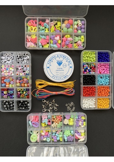 Çift Şeker 4 Kutu Kendin Yap Hobi Takı Seti Kolye Bileklik Telefo