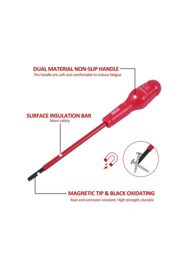 Trendooze Yalıtımlı Ve Uçlu, Tornavida Seti Saplı, Profesyonel Phillips Parça Kaymaz Hediyeli Düz Çanta 9 1000v - Od