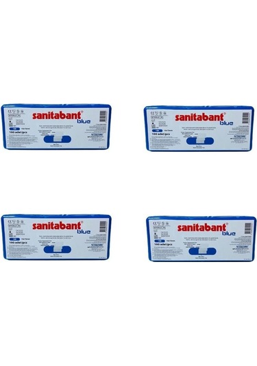 Sanitabant Metal Pedli Steril Mavi Yara Bandı 100 lü x 4 Kutu