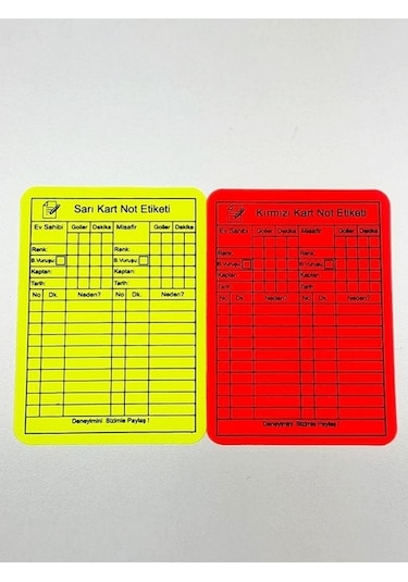 Fifa Baskılı Kalın Sarı Kırmızı Kart Çizelgeli Kurşun Kalem İle Yazılır, Silinir Kırmızı - Sarı