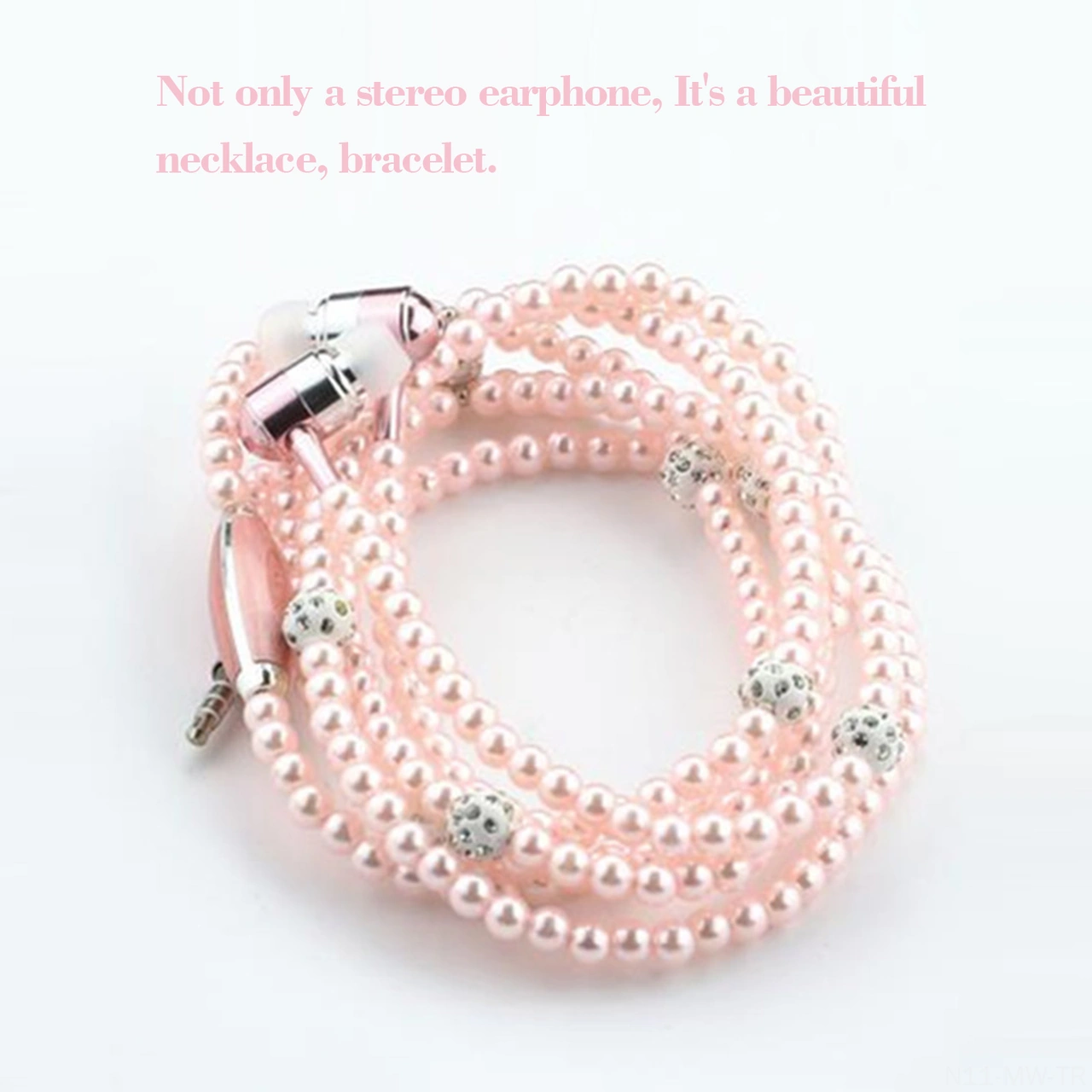 Moveevo Mikrofonlu 3.5mm Kablolu Müzik Kulaklığı, Yaratıcı İmitasyon İpek Gümüş İçerekli Kolye Stili Kulaklık Mavi Diğer