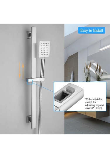 Yedek El Duş Braketi Kare, Ayarlanabilir El Duş Braketi 30 18mm Krom