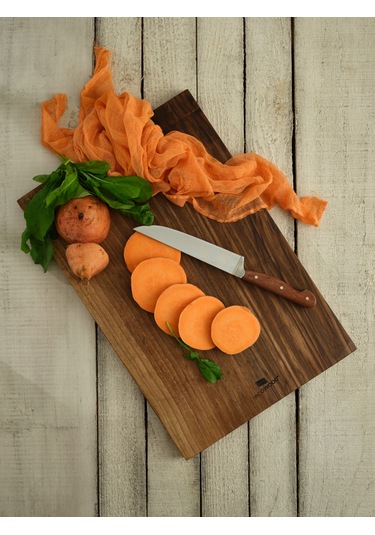 Hıcowood Şef Tipi Doğal Ceviz Kesme Sunum Tahtası - Lazerle İsim/Söz Yazılır