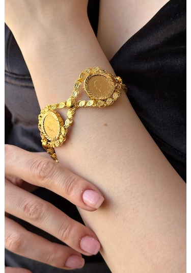 14 Ayar Altın Pullu Çeyrekli Bileklik