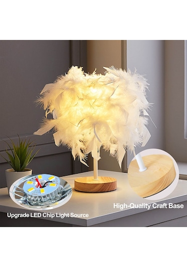 Cbtx Ta-019 Tüy Abajur Masa Lambası Başucu Led Işık Yatak Odası Masası Gece Lambası Ev Dekorasyonu Uyku, Okuma İçin - Pembe