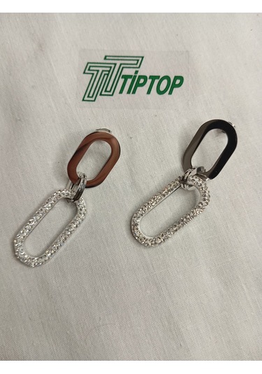 Tiptop/ / Gümüş Renk Zirkon Taşlı Sallantılı Model Çelik Küpe Gümüş