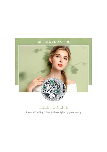 S925 Ayar Gümüş Hayat Ağacı Boncuk Aksesuarları Elmas Kolye Aksesuarları, Stil: Boncuk Zinciri Çok Renkli