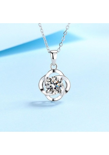 Yeşil Bagueringen Gerçek 1ct Yuvarlak Kesim Spiral Dört Yapraklı Yonca D Renk Mozanit Kolye Kolye Kadınlar Için 925 Ayar Gümüş Takı