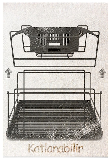 Teknotel İki Katlı Modüler Tabaklık Bulaşıklık Mat Siyah Kb010 Siyah