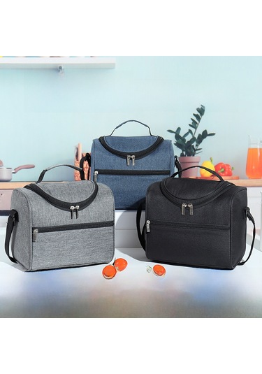 Dianziye Alüminyum Folyo İçli Kalın Tasarımlı, Ofis/piknik İçin Isı Saklama Çantası, El Tutan Büyük Kapasiteli Bento Çantası Mavi