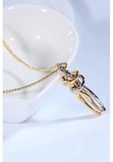 Takı Dükkanı Sarılan Çift Unisex Sevgili Kolyesi Eşe Sevgiliye Hediye Eck52sr Altın - Gümüş