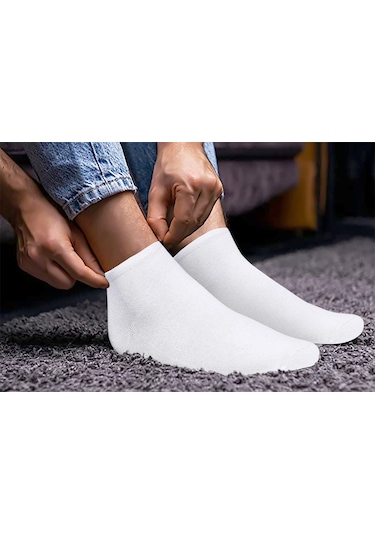 Anthony Jackson 10'lu Kutu Premium Dikişsiz Bay - Bayan Sneaker Çorap Beyaz
