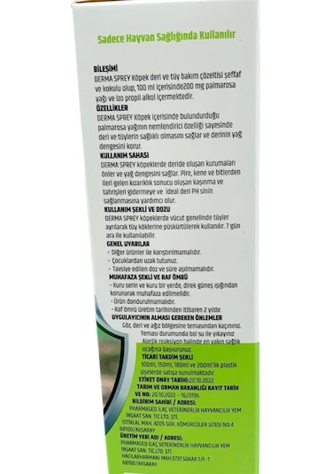 Nanbell Köpekler İçin Derma Sprey 100 ML