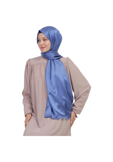 Çift Taraflı Düz Jakar Şal Parlak & Mat Dokulu, Özel Gün Şalı, Düz Renk Açık Kot