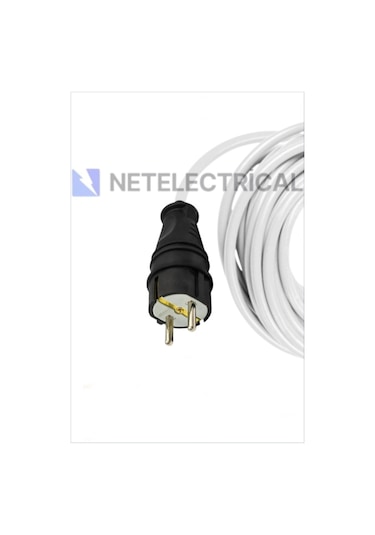 Kauçuk 4'lü Topraklı Grup Priz Uzatma Kablosu 25 Metre 3x2.5 Mm² Ttr Kalın Beyaz Kablolu 25 Metre