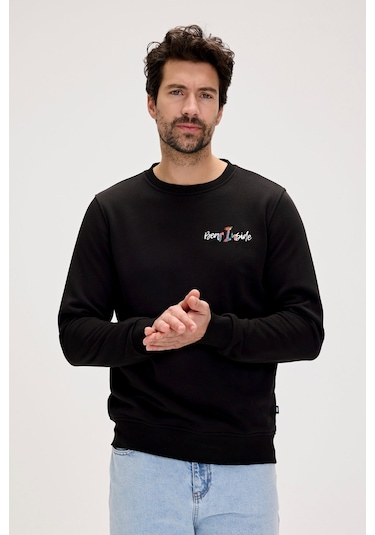 Bad Bear Splashy Baskılı Erkek Sweatshirt - Siyah