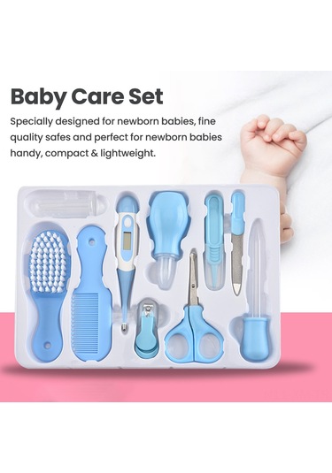 Ximistore9 Bebek Bakım Seti - 10 Parça Tırnak Makası, Fırça Ve Termometre İçerir Pembe