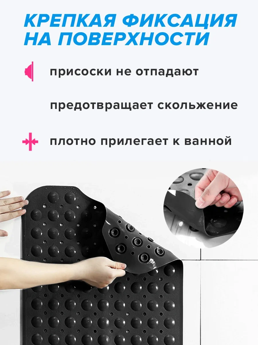 Conflate Büyük Vantuzlu Kaymaz Banyo Paspası 283844631 Siyah