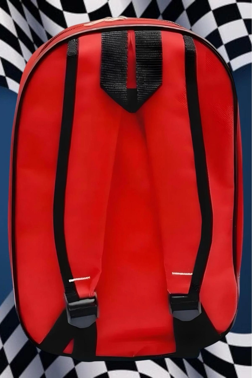 Tezzgelsin Formula Araba Baskılı Kumaş Anaokulu Kreş Günlük Kullanım Sırt Çantası Ve Okul Çantası Kirmizi