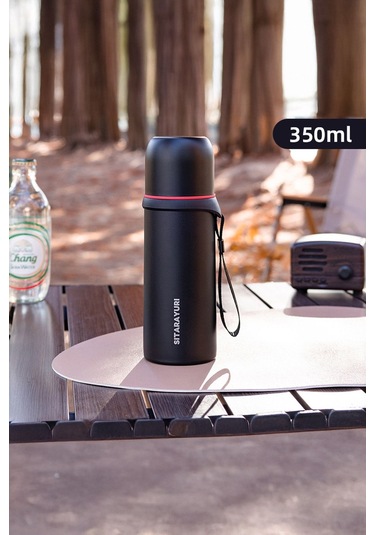 Vakumlu Paslanmaz Çelik Isı Yalıtımlı Termos Kupa 350 Ml - Siyah Siyah