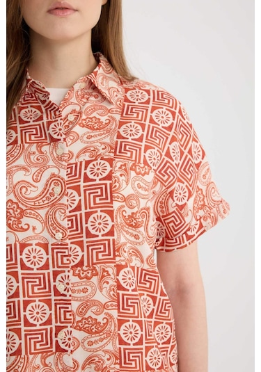 DeFacto Regular Fit Desenli Kısa Kollu Gömlek C9621AX25SPOG269