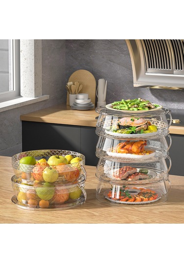 Fosenze Çok Katmanlı Şeffaf Yemek Koruyucu, Toz Ve Böcek Önleyici Mutfak Aksesuarı Şeffaf